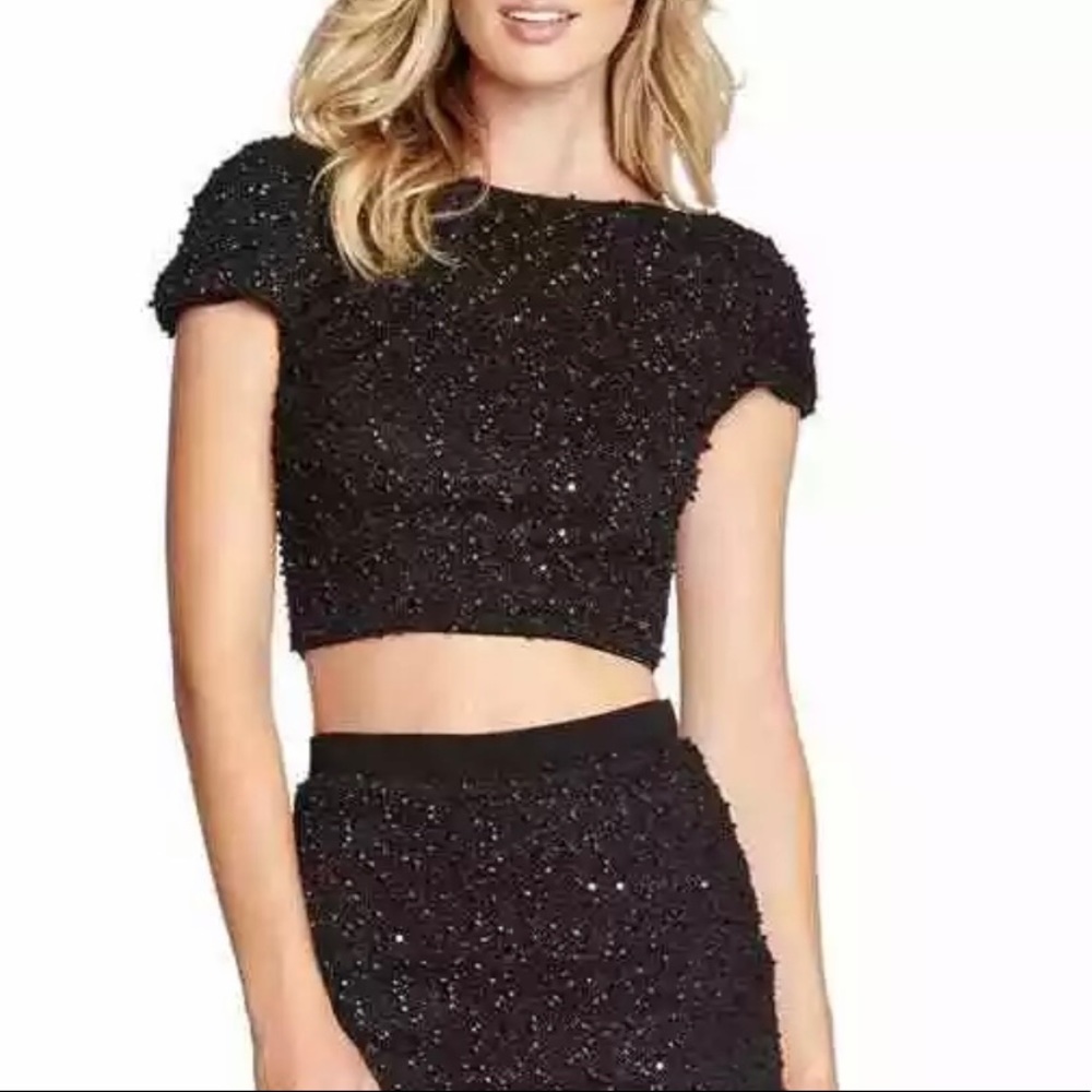Dress The Population Paloma sequin knit crop top S
